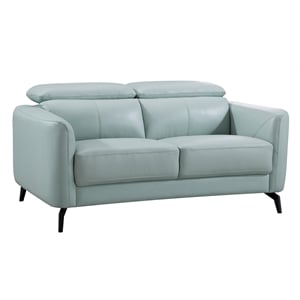 American Eagle Furniture Leather Loveseat in Light Teal (Turquoise) color