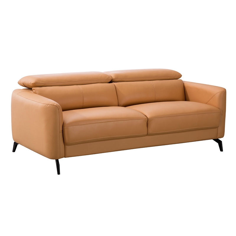 American Eagle Furniture Genuine, Stanton Leather Sofa With Tufted Seat And Back In Camel