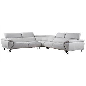 american eagle furniture italian leather sectional in light gray