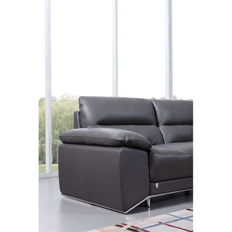 American Eagle Furniture Italian Leather Sectional in Dark Gray