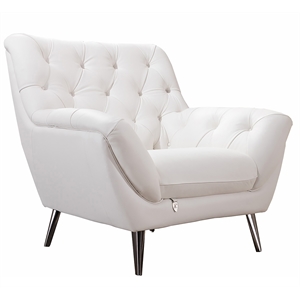 american eagle furniture tufted italian leather accent chair in white