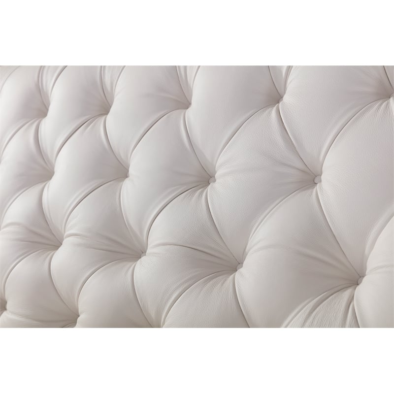 American Eagle Furniture Tufted Italian Leather Accent Chair in White