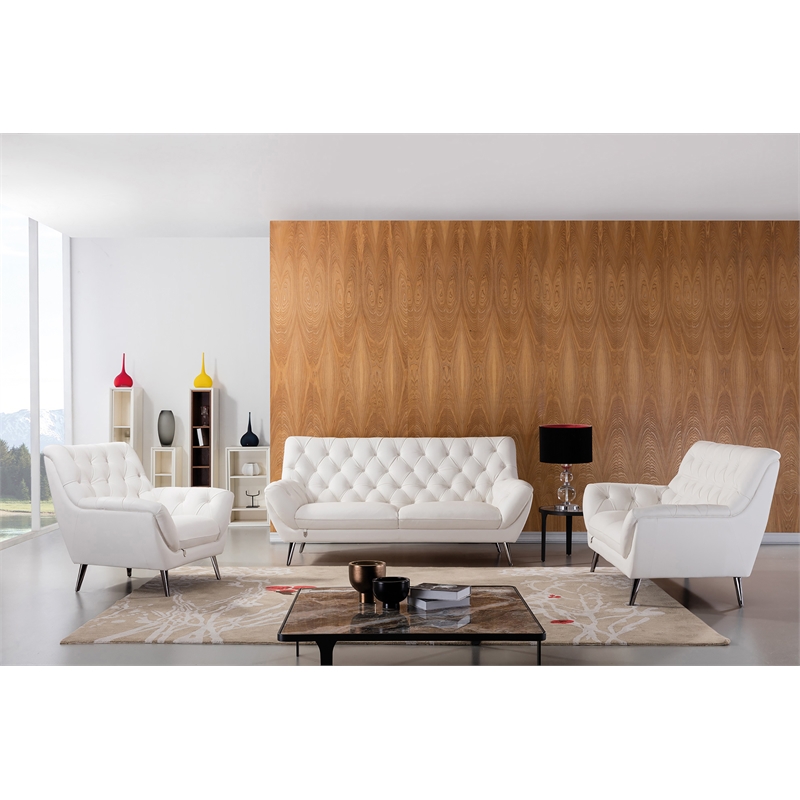 American Eagle Furniture Italian Leather Loveseat in White