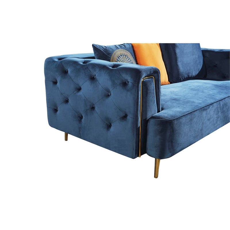 AE-D832 Royal Blue Color with Soft Velvet Fabric Loveseat
