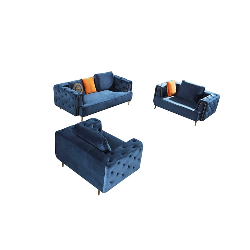 AE-D832 Royal Blue Color with Soft Velvet Fabric Loveseat