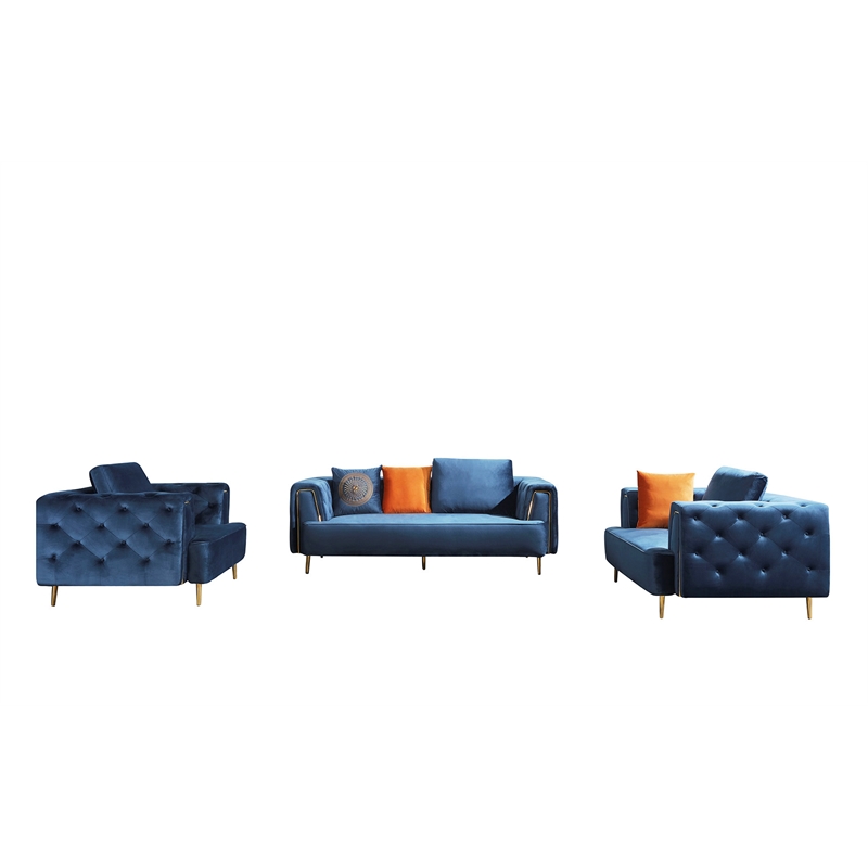 AE-D832 Royal Blue Color with Soft Velvet Fabric Loveseat