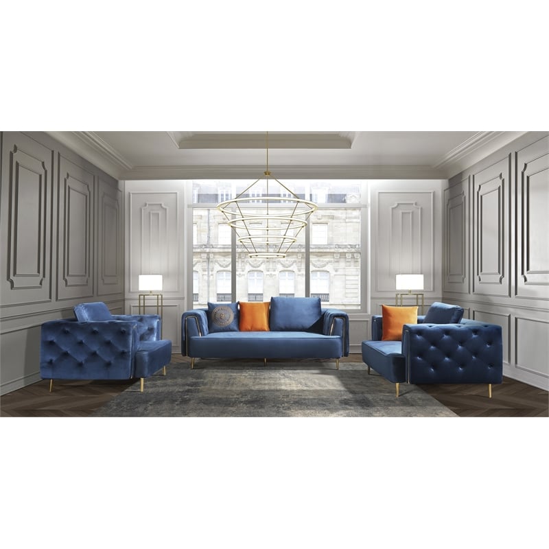AE-D832 Royal Blue Color with Soft Velvet Fabric Loveseat