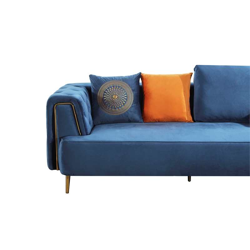 AE-D832 Royal Blue Color with Soft Velvet Fabric Loveseat