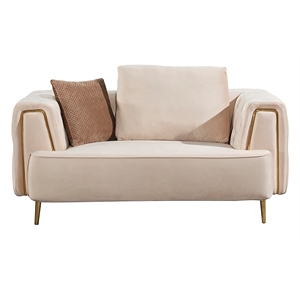 AE-D832 Cream Color with Soft Velvet Fabric Loveseat