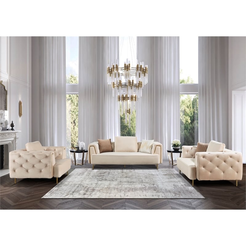 AE-D832 Cream Color with Soft Velvet Fabric Sofa
