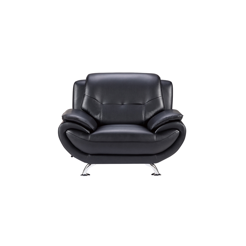 AE208 Black Color Chair With Faux and Boned Leather