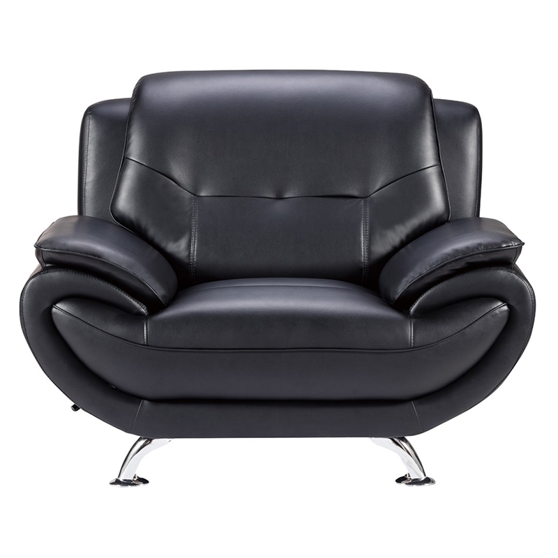 AE208 Black Color Chair With Faux and Boned Leather