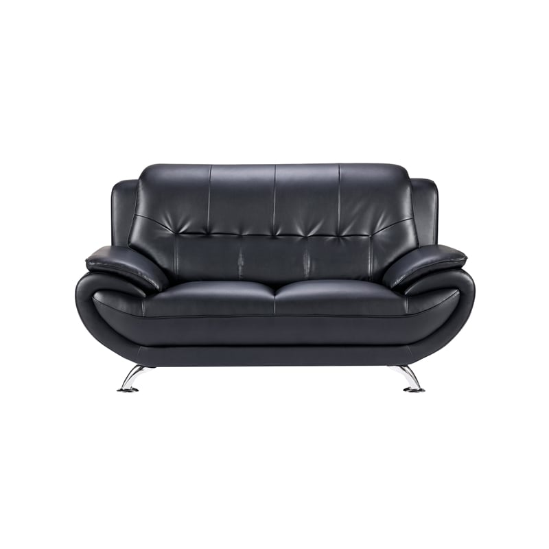 AE208 Black Color With Love Seat Faux and Bonded Leather