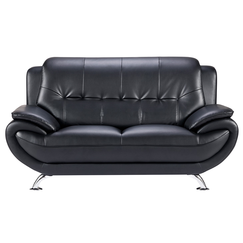 AE208 Black Color With Love Seat Faux and Bonded Leather