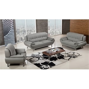 AE208 Gray Color With Love Seat Faux and Bonded Leather