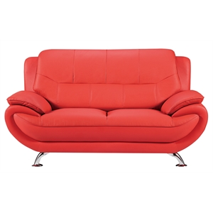 ae208 red color love seat with faux and bonded leather