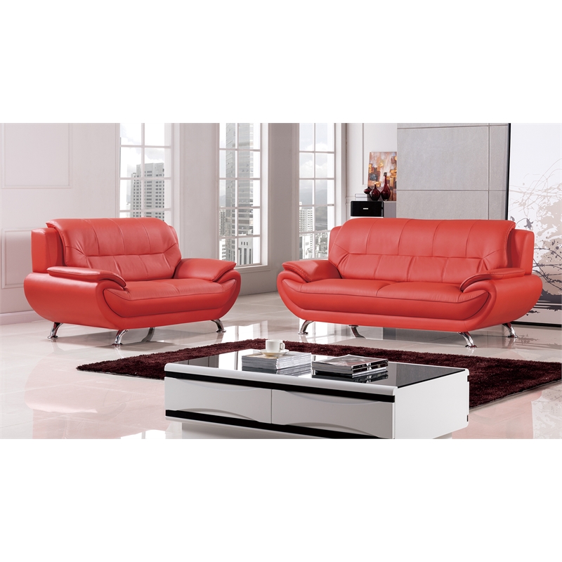 AE208 Red Color With Sofa Faux and Bonded Leather