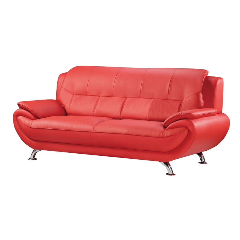 AE208 Red Color With Sofa Faux and Bonded Leather