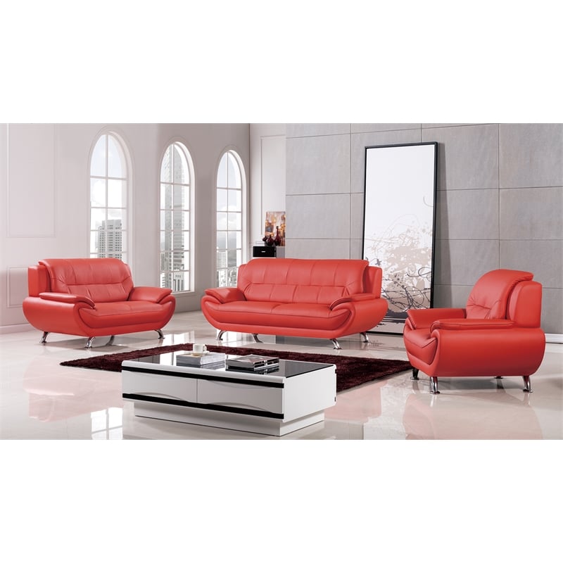 AE208 Red Color With Sofa Faux and Bonded Leather