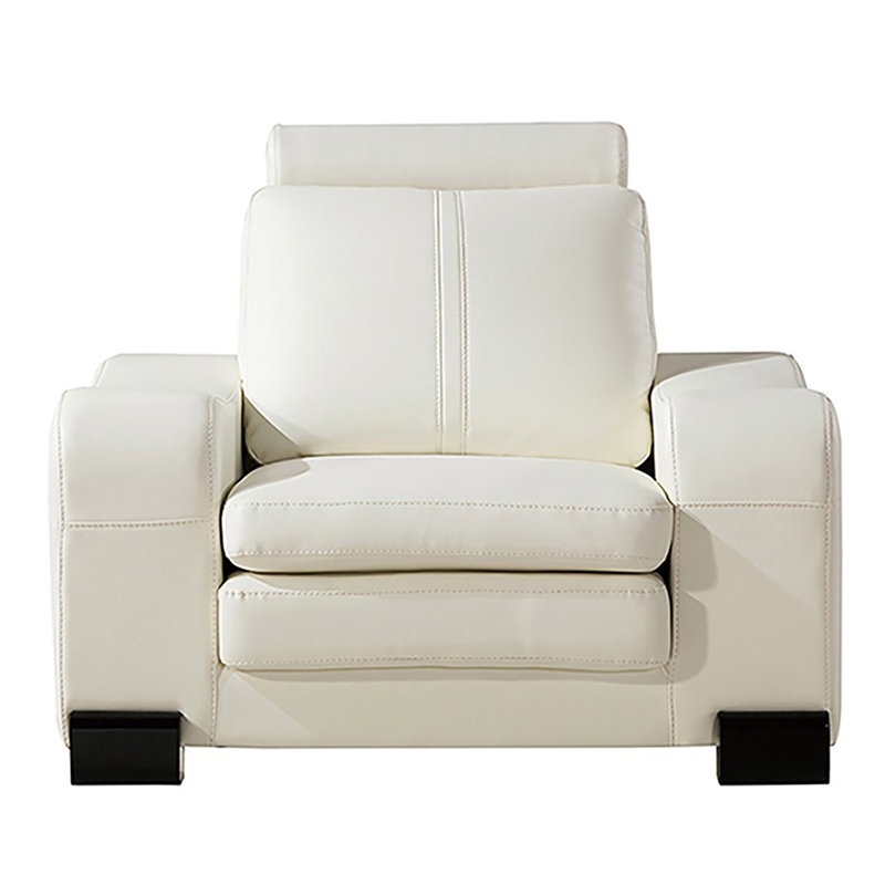 AE210 Ivory Color With Faux Leather Chair and 1 Ottoman