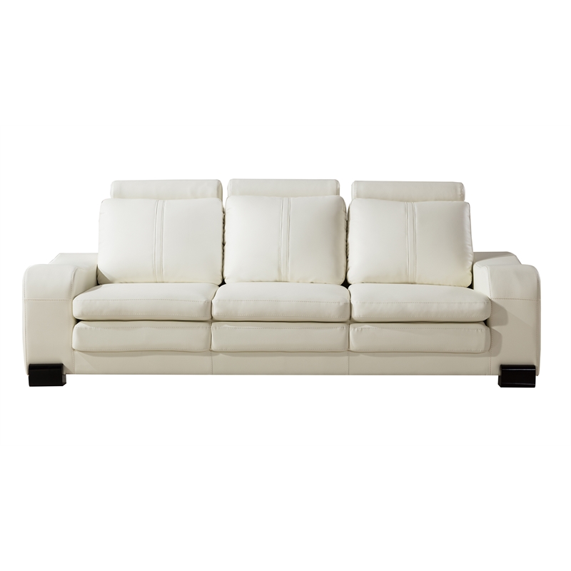 AE210 Ivory Color With Faux Leather Sofa and 1 Ottoman