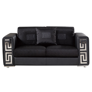 AE223 Black Color With Faux Leather and Fabric Loveseat