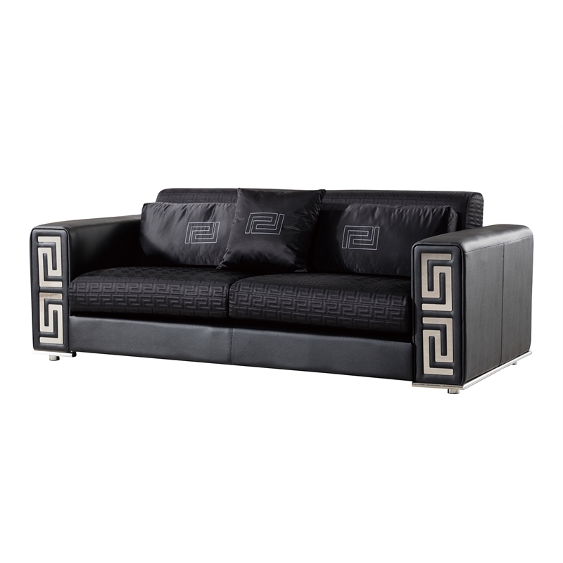 AE223 Black Color With Faux Leather and Fabric Sofa