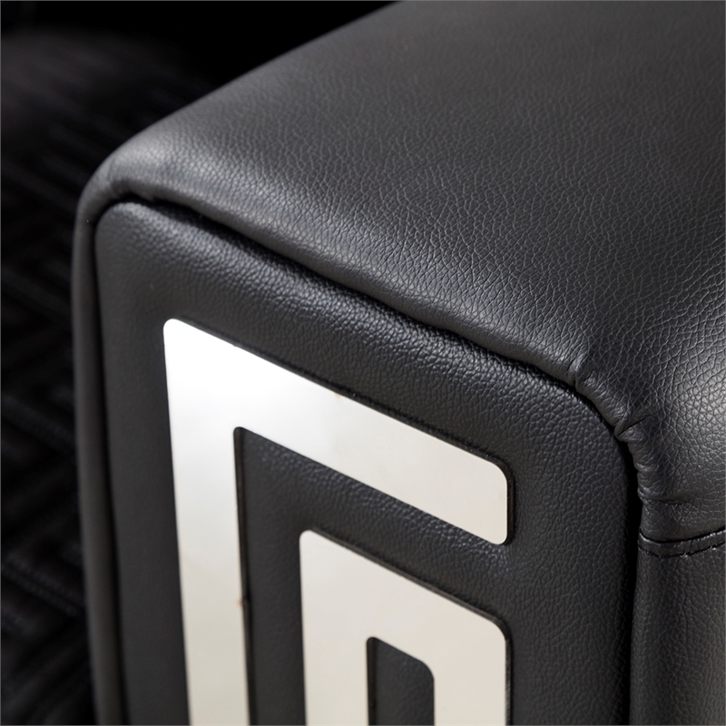 AE223 Black Color With Faux Leather and Fabric Sofa