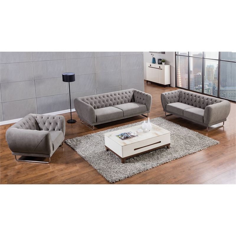 AE2368 Gray Color With Fabric Linen Loveseat