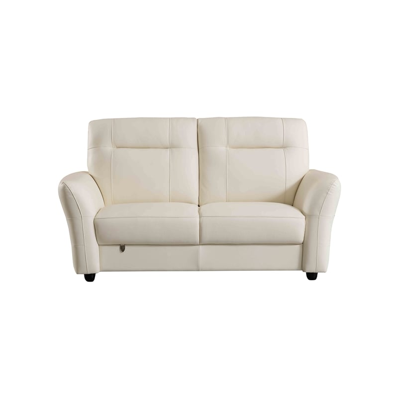 EK090 White Color With Italian Leather Loveseat