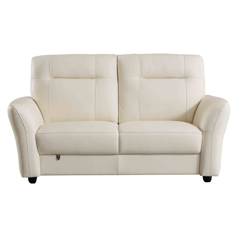 EK090 White Color With Italian Leather Loveseat