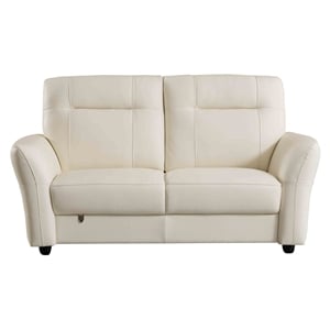 EK090 White Color With Italian Leather Loveseat