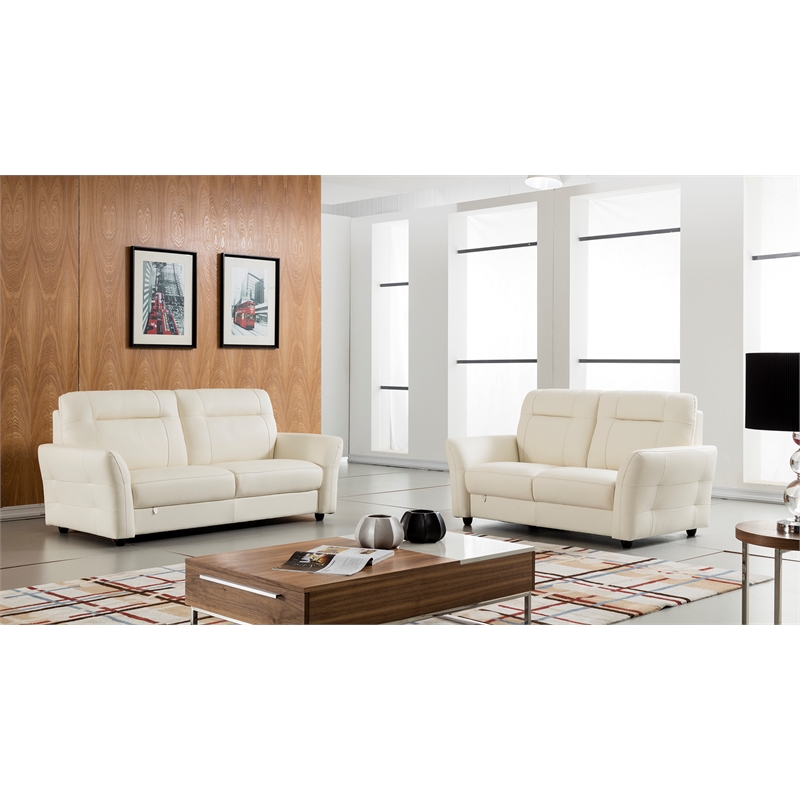 EK090 White Color With Italian Leather Sofa