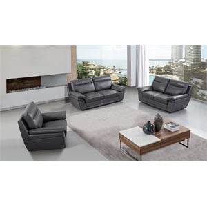 EK092 Gray Color With Italian Leather Loveseat