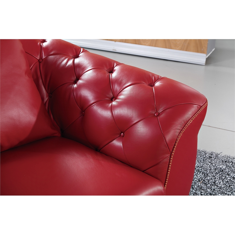 EK093 Red Color With Italian Full Leather Sofa