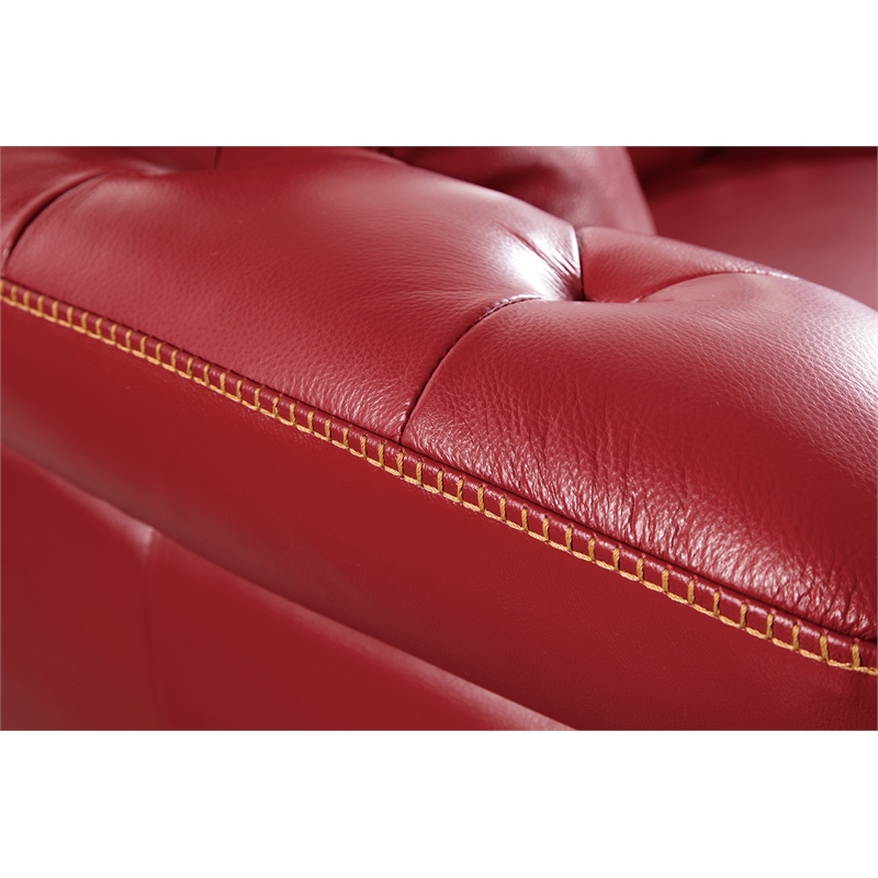 EK093 Red Color With Italian Full Leather Sofa