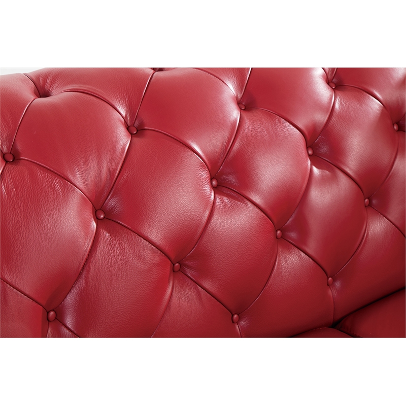 EK093 Red Color With Italian Full Leather Sofa
