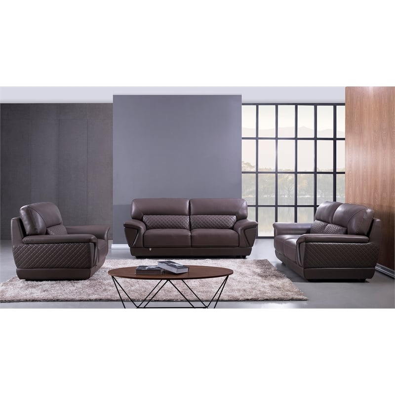 EK099 Dark Tan Color With Italian Leather Sofa