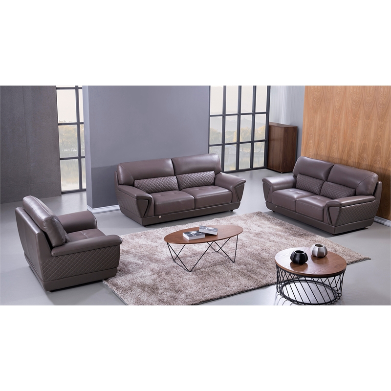 EK099 Dark Tan Color With Italian Leather Sofa