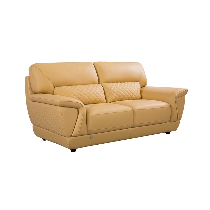 EK099 Yellow Color With Italian Leather Loveseat