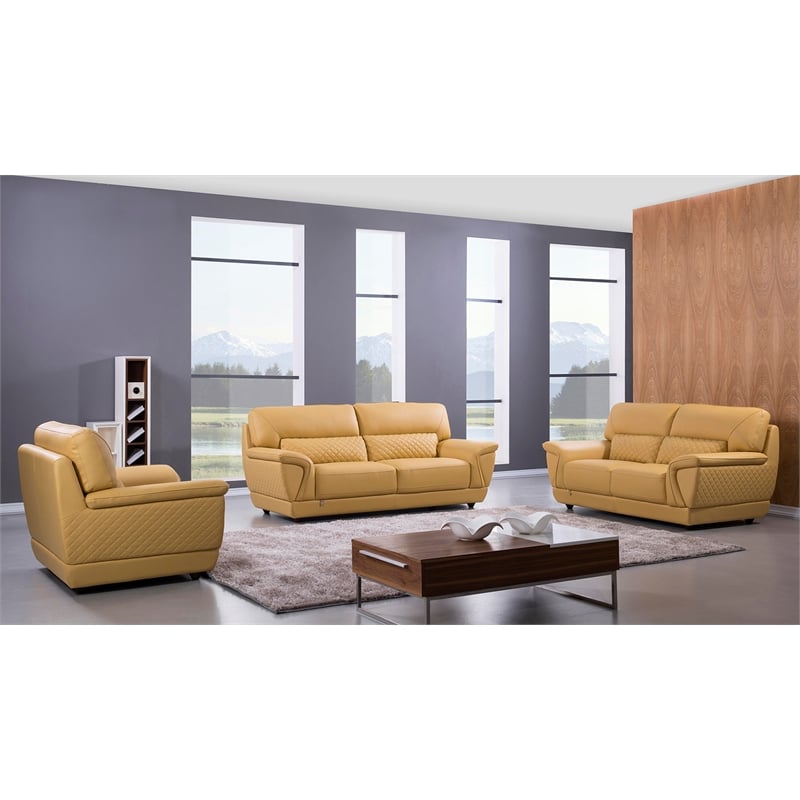 EK099 YellowColor With Italian Leather Sofa