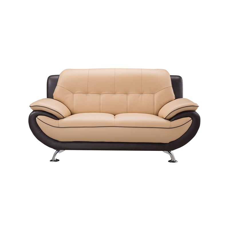 EK9600 Yellow and Brown Color With Genuine Leather Loveseat