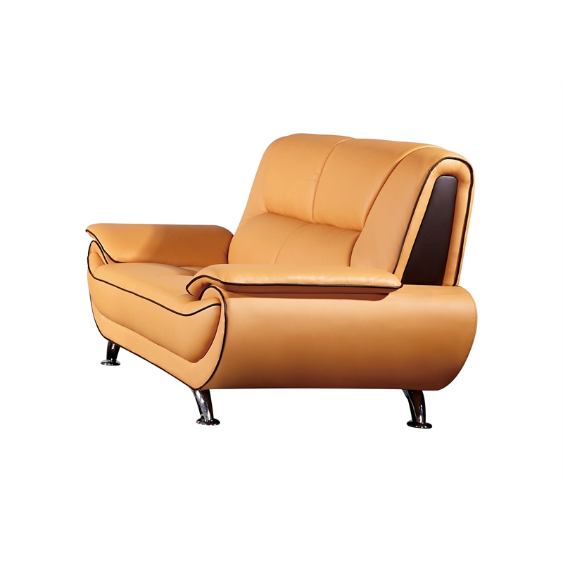 EK9608 Yellow and Brown Color With Genuine Leather Loveseat