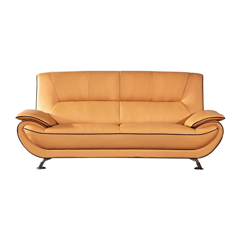 EK9608 Yellow and Brown Color With Genuine Leather Sofa
