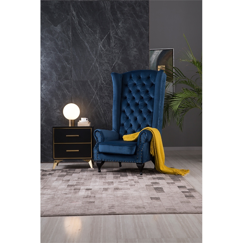 AE506 Blue Color With Velvet Fabric Accent Chair