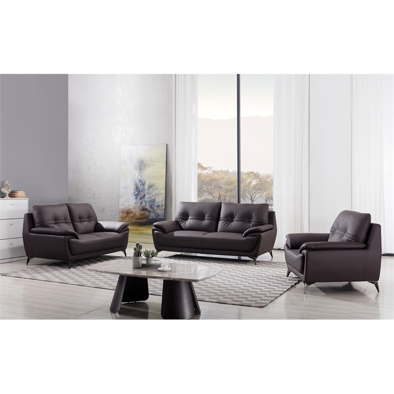 AE628 Dark Brown Color With Love Seat Microfiber Leather