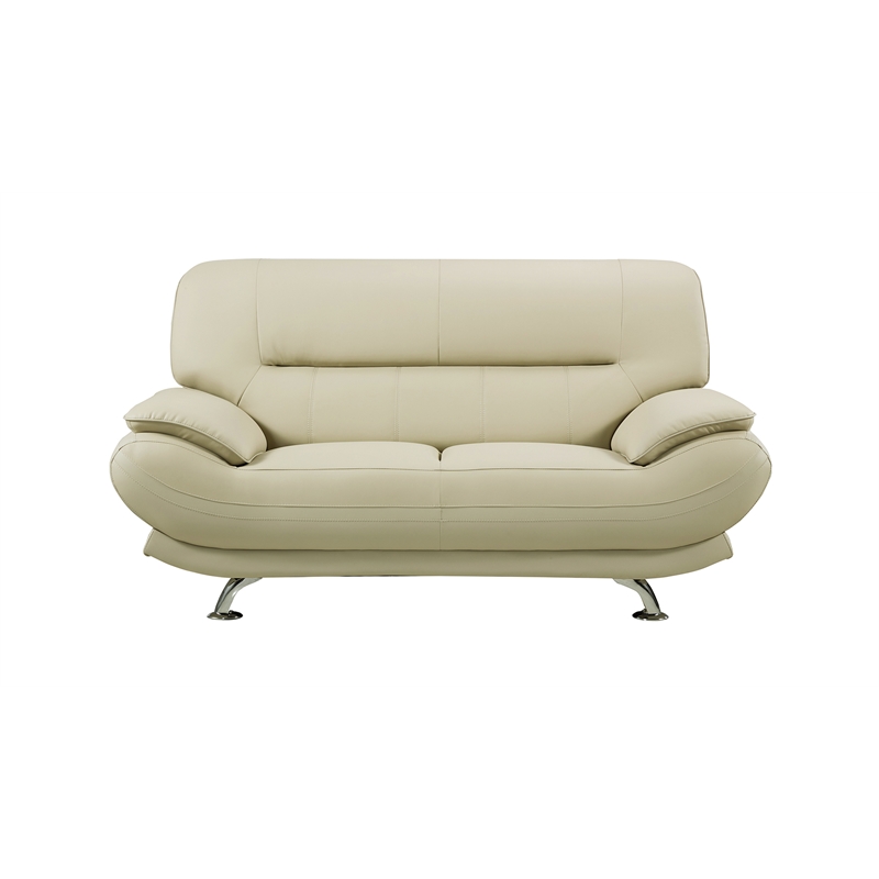 AE709 Cream (Khaki) Love Seat with Faux Leather