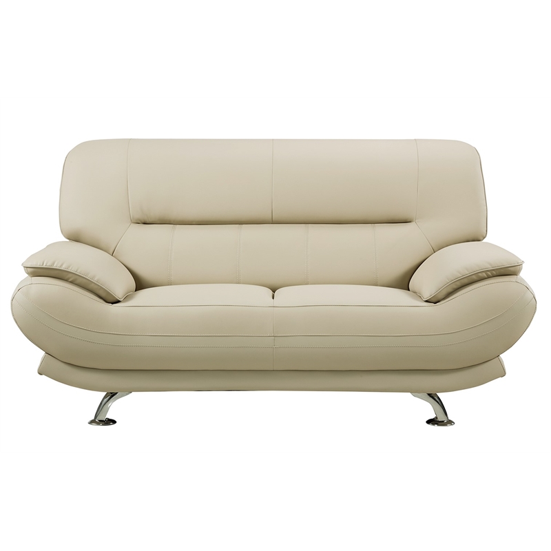 AE709 Cream (Khaki) Love Seat with Faux Leather