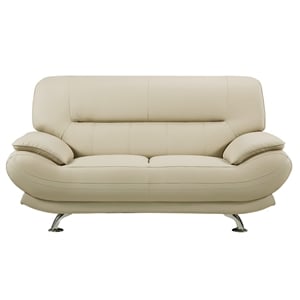 AE709 Cream (Khaki) Love Seat with Faux Leather