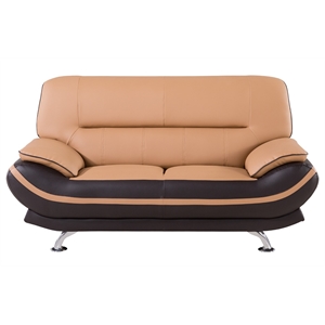 ae709 light brown and dark brown with love seat with faux leather